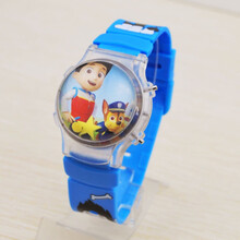 儿童玩具手表儿童手表男孩飞侠乐迪小爱宝宝玩具表女孩翻盖发光卡通电子表 蓝色-旺旺队