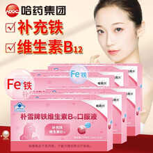 哈药朴雪牌补铁维生素b12口服液搭乳酸亚铁成人女人孕妇贫血气血食品 24支*6盒