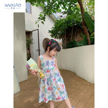 雾绡高端儿童连衣裙春夏新款童装奶油裙子女童新款碎花吊带宝宝连衣裙夏方领印花公主裙潮F26 白底小熊 80码