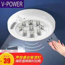 超市	V-POWER  人体自动感应夜灯 LED吸顶灯阳台灯玄关灯具 楼道楼梯阳台车库走廊现代简约灯饰 声控 感应吸顶灯