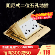 欧普照明（OPPLE）地插座全铜防溅水五孔阻尼带隐藏弹出式地面地板插座面板 【地插】两个五孔-10A