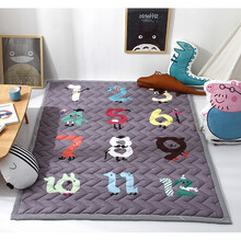 加厚宝宝爬行垫防滑无味儿童地垫游戏毯可折叠客厅婴儿爬爬垫 浅灰色 加厚--数字游戏 150*200cm长方形
