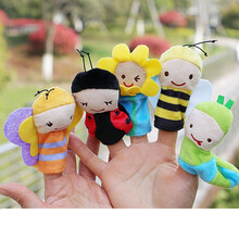 手指偶 10款小动物指偶毛绒玩具手指玩偶兔子儿童讲故事手指套 5款昆虫系列指偶(1套5个)