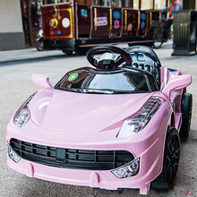 迪士尼新品新款儿童摇摆早教双驱电动车四轮可坐人电动遥控汽车宝宝豪华童车 标配单驱粉色+自驾