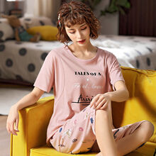 十月结晶 商场同款夏季月子服薄款短袖七分裤款产后哺乳睡衣女士纯棉产妇孕妇喂奶衣 GL2272 M