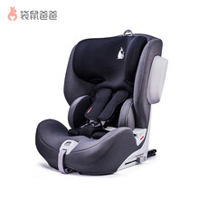 袋鼠爸爸eurokids儿童安全座椅白气球9个月-12岁isofix接口耀石灰V507A
