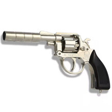 火炮左轮左轮砸响炮砸响枪金属可拆卸模型儿童玩具枪不可发射1:2.05 银色消音 标准配置