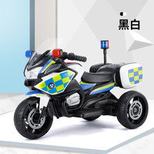 儿童电动摩托车宝宝三轮车男孩女小孩玩具车可坐人充电电瓶车 蓝白双驱大电音乐灯光
