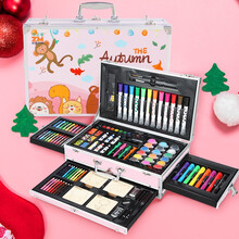 儿童玩具女孩6-10岁小女孩生日礼物女童玩具7-14岁九12智力十二3儿童益智玩具女生三岁以上六 粉色【150件套】三层铝盒绘画套装（带画架）