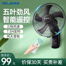 美菱（MeiLing）电风扇家用餐厅壁挂台式风扇墙壁摇头挂式节能大风扇节 16英寸遥控款