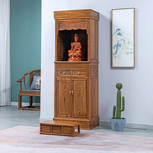 寻古红木家具非洲鸡翅木（学名：非洲崖豆木）佛龛实木新中式佛堂供桌拜拜桌神台桌 A款：长68*宽46*高196cm（两件套）