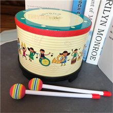 木制宝宝手敲鼓双面鼓儿童打击乐器军鼓拍拍鼓早教音乐玩具小鼓ONEVAN 大号韩国地鼓 含彩虹鼓棒一对