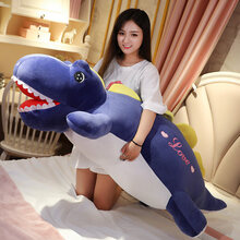 可爱恐龙抱枕公仔毛绒玩具 女孩布娃娃毛绒公仔床上长条陪睡抱枕玩偶女生睡觉抱趴趴鳄鱼情人节礼物送女友 蓝色love龙 全长约1.3米(新品体验款礼品袋装)
