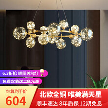 印象风 全铜北欧吊灯客厅灯满天星灯具现代简约餐厅灯后现代轻奢风格卧室led灯 9头-78cm（45W三色无极调光）
