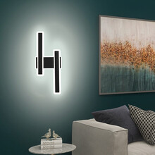 遇上佳人 壁灯客厅 北欧美式LED创意黑色简约个性床头壁灯房间过道走廊背景墙壁书房楼梯阳台装饰灯具 C款小号左 【三色调光】