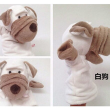 手指玩偶 腹语动物手偶玩具娃娃嘴巴能动亲子游戏讲故事卡通手套玩偶能张嘴 白狗张嘴手偶