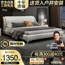 挚爱一生 北欧榻榻米真皮床双人床后现代简约港式轻奢ins网红主卧婚床大床 真皮床+20cm乳胶弹簧床垫+床头柜*2 1500mm*2000mm框架结构