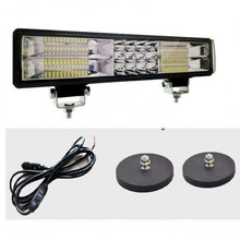 汽车led大灯长条射灯 汽车led射灯大视野12v24v超亮长条远近光改装货车车灯强光爆闪定制款 灯具+支架+强磁两个+点烟器线束开关 50厘米白光+黄光+爆闪【爆闪款】