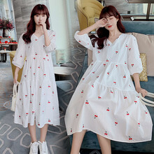 凯琳卡洛儿 孕妇装夏装孕妇裙夏季夏天外穿孕妇连衣裙宽松大码孕妇裙子孕妈装 樱桃绣花 M