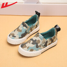 回力Warrior 新品儿童帆布鞋男女童鞋个性涂鸦迷彩休闲鞋时尚潮鞋 军绿 30