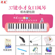 奇美口风琴32键37键学生用课堂教学安喆小状元成人初学者儿童 37键粉色 小才女【帆布硬包】