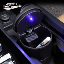 车载烟灰缸带灯汽车烟灰缸带盖 创意车内小饰 烟灰缸 车载 烟灰桶汽车用品烟灰盒 【黑色】 带灯