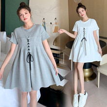 小兀 孕妇装夏装孕妇裙夏季夏天外穿孕妇连衣裙宽松大码孕妇裙子孕妈装 白色 M