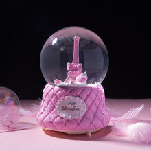 芭蕾水晶球飘雪八音盒音乐盒水晶球3-7-10-14岁送小女孩生日礼物儿童节礼物送女友闺蜜520 粉铁塔(灯光+音乐+自动飘雪)大