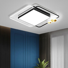超市	晏灯 卧室灯led吸顶灯轻奢现代简约大气正方形三色变光黑金房间灯主卧次卧餐厅书房个性创意百搭灯具灯饰 53*53*6CM三色调光（适用8-15平）