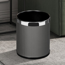 玫沃宝Mavobo垃圾桶白色条纹网红时尚双层家用客厅轻奢创意现代简约厨房卧室厕所卫生间办公室大容量 14L 灰色意式条纹 银圈