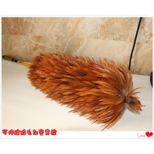 掸坊新品伸缩加厚鸡毛掸子家用静电除尘禅子清洁不掉毛毯子 伸缩型精品脖毛红棕加密下翻 烤漆黑杆