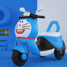洛欧辰小猪新款婴幼儿童电动三轮摩托车男女小孩宝宝双驱动充电瓶玩具车 蓝色标配小电瓶（无礼包）