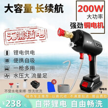 无线锂电洗车机家用高压洗车神器洗车水枪锂电电动免插电 200W双电池+双喷头+短水枪+整理箱水桶