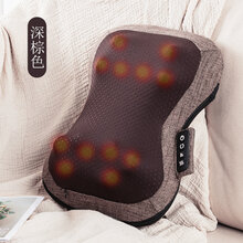 奥克斯腰颈椎按摩器背部腰部肩部多功能全身椅车载家用垫靠背垫子靠垫仪 深棕色【12头揉捏+5种模式+3档力度+艾草热灸+