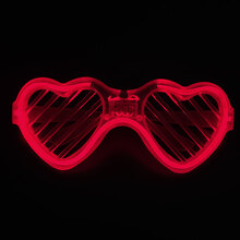 蹦迪派对发光百叶窗眼镜酒吧气氛道具夜店网红闪光冷光眼镜 红色色爱心眼镜
