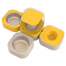 同心惢猫碗狗碗 狗粮盆猫食盆 宠物喝水器防外溅不湿嘴猫咪饮水机 黄色三碗