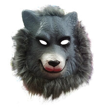 万圣节大灰恐怖动物头套狮子老虎狼猩猩猴子豹子怪兽儿童面具 大灰狼