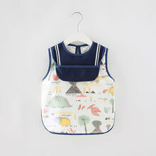 宝宝吃饭衣儿童罩衣防水夏天反穿衣女宝男童围兜围嘴薄款饭兜护衣 FD恐龙时代 90码(建议年龄0-2岁)