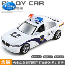 迪士尼儿童警车玩具模型仿真小汽车车模男孩合金救护车警察车110玩具车 合金警车-白