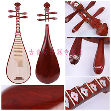琵琶乐器初学入门儿童琵琶演奏款专业考级教学红花梨琵琶乐器 红花梨凤尾头相贝雕琵琶