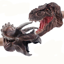 恐龙手偶手套玩具软胶三角霸王龙玩偶头鲨鱼指 霸王龙手偶+三角龙手偶