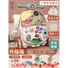 宝宝学步车多功能防侧翻o型腿婴儿手推车助步车三合一学走路玩具1 充电版.【五合一可变游戏桌】粉色