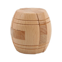 鲁班锁四方锁孔明锁高难度榫卯单个诸葛锁圆球形木质益智力玩具 榉木酒桶