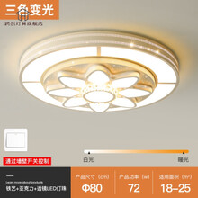 跨创 新中式大圆灯客厅大灯简约现代大气大厅灯特大号led吸顶灯1.2 A款80cm开关三色变光72瓦
