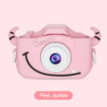 卡丝拉狄儿童相机玩具宝宝卡通迷你小单反旅行可拍照数码高清照相机男女孩婴幼儿生日礼物六一儿童节礼品 粉色小公牛 （前后2000万超清 32G内存卡）