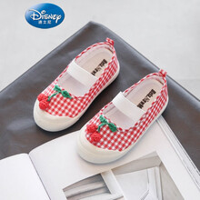 迪士尼儿童帆布鞋小童宝宝幼儿园室内鞋女童一脚蹬夏季透气软底鞋子 草莓-1S6 27码/内长16.5cm