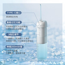 冲牙器便携式家用迷你洗牙器抽拉洗牙机脉冲水牙线莱信 冰绿色(标配2喷嘴)