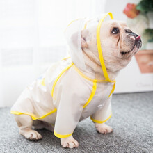 法斗专用雨衣四脚防水全包衣服狗狗斗牛犬宠物巴哥雨天中型犬雨披 经典两脚款-白色磨砂-法斗专用 XL(胸围69，背长41)