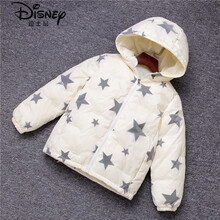 【反季清仓】迪士尼(Disney)童装儿童轻薄羽绒服短款男童女童中大童品牌清仓宝宝外套秋冬 网纱白鸭绒星星外套  白色 100