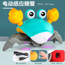 儿童网红电动自动感应螃蟹会跑行走仿真动物宝宝玩具男女孩3-6岁 蓝色电动感应大螃蟹（盒装送充电线）